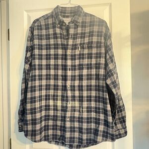 Carhartt Flannel Shirt Mens XL Blue Plaid Long Sleeve Cotton Workwear
